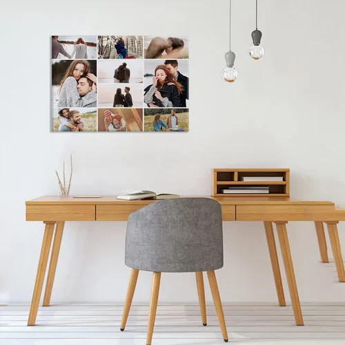 Vista 4 de Lienzo personalizado para pared, collage de múltiples fotos, impresiones personalizadas con tu nombre de imagen para mascotas o familia, póster