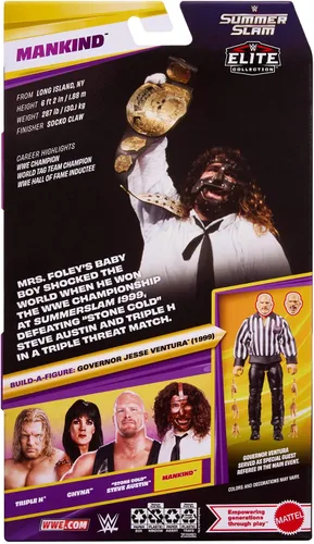 Vista 3 de Mattel WWE Elite Collection - Figura de acción y accesorios, juego de la humanidad de eventos en vivo premium, serie SummerSlam con Jesse "The Body