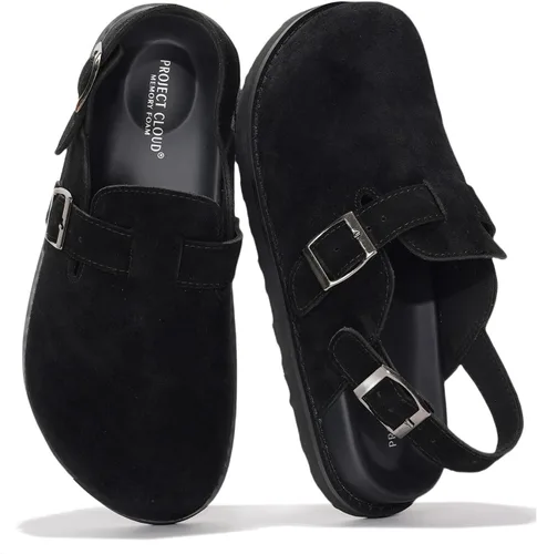 Vista 27 de Project Cloud Benton - Zuecos con plantilla de cuero genuino para mujer, pantuflas de espuma viscoelástica con soporte de arco, sandalias de moda