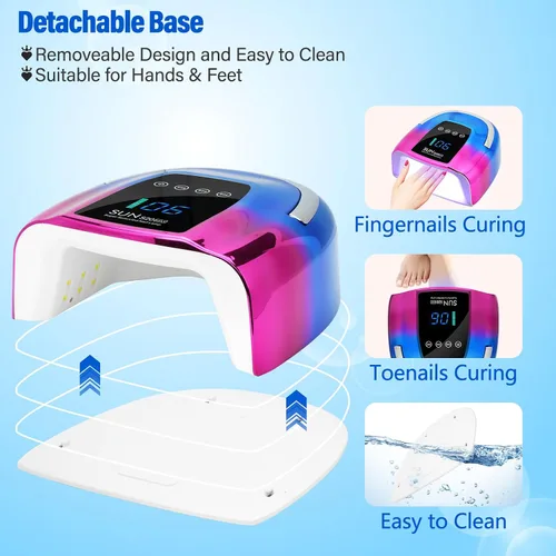 Vista 7 de Lámpara de uñas LED UV, inalámbrica, luz UV recargable portátil de 128 W para uñas de gel, secadora de luz de gel profesional con sensor automático