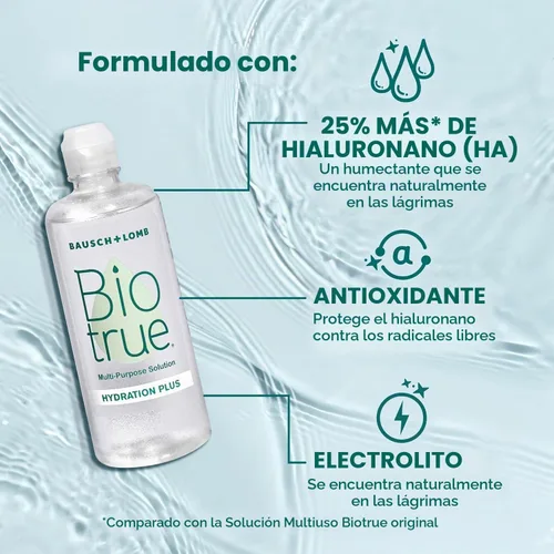 Vista 3 de Biotrue Solución para lentes de contacto Hydration Plus + gotas rehidratantes para lentes de contacto