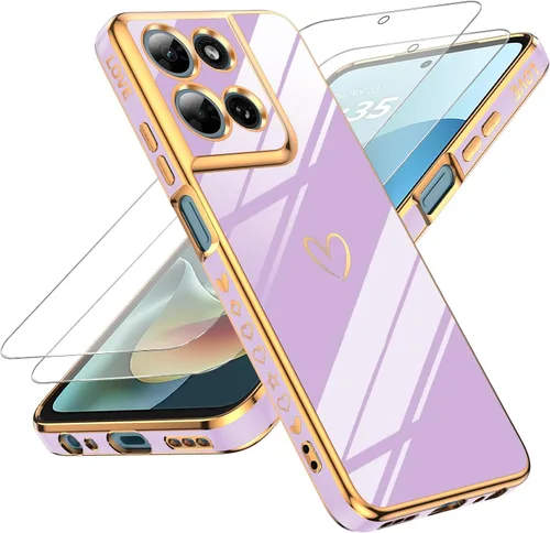 Vista 83 de LeYi Funda para Motorola-G 2025: Love Heart Plating Luxury, Negro