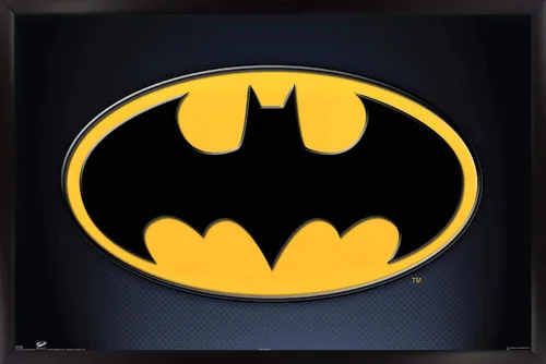 Vista 8 de Trends International DC Comics - Póster de pared de Batman con símbolos, 14.725 x 22.375 pulgadas, versión enmarcada de madera de granero