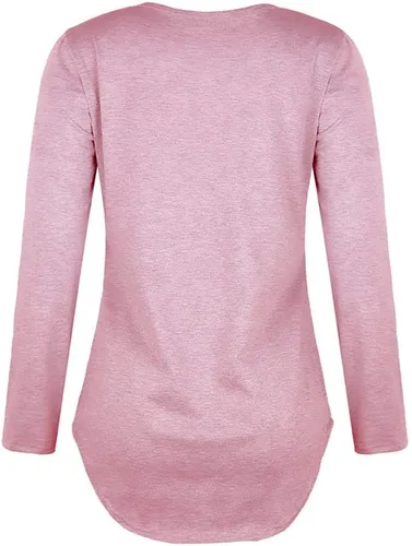 Vista 3 de Women Blouse Top V Long Sleeve Strap T-Shirt Neck Autumn Women's Blouse Raglan T Shirt Women