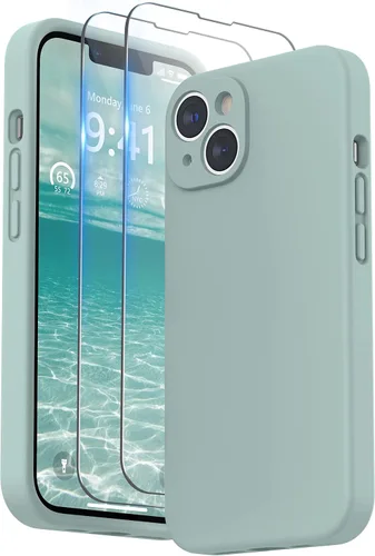 Vista 27 de SURPHY Funda compatible con iPhone 13 Mini con protector de pantalla, (protección de cámara y forro de microfibra suave), funda de silicona líquida