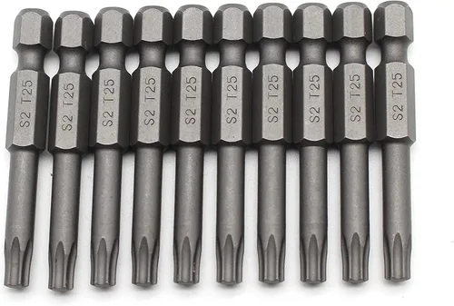 Vista 45 de TMAX Juego de puntas de destornillador de cabeza de estrella T6 Torx de 25 piezas, acero S2 de 6 puntos T-6 puntas de inserción de destornillador