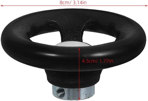 Vista 2 de Black Plastic Steel Machine Handwheel with Revolving Handle for Tools Replaceable Ergonomic Grip, Smooth Accurate Adjustments, Suitable for
