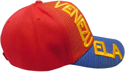 Vista 3 de Venezuela 7 Estrellas Rojo Royal Blue Crest Patch En El Lado Derecho Costura Oro 100% Acrílico Ajustable Bordado Sombrero, Multi