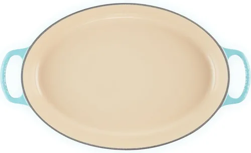 Vista 4 de Le Creuset - Cacerola ovalada de hierro fundido esmaltado Signature, 3 cuartos, modelo Caribbean