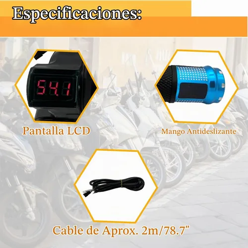 Vista 3 de 1 Par de Empuñaduras de Acelerador de Bicicleta Eléctrica, Manillar Giratorio Universal de Bicicleta Eléctrica Scooter con Pantalla LCD de Voltaje