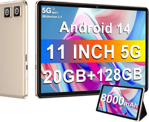 Vista 9 de DMOAO Tablet 2025 Tablet Android 14 de 11 pulgadas con 128 GB + 20 GB de almacenamiento grande, Octa-Core 2.0Ghz, 8000mAh, carga rápida de 18 W