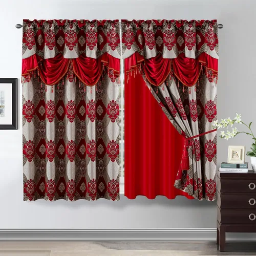 Vista 17 de Petrichor Cortinas Elegantes con Hilos Dorados y Plateados Juego de 2 Paneles - Tratamiento de Ventana de Lujo con Cenefa Adjunta, Respaldo