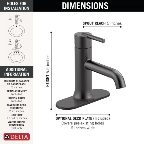 Vista 5 de Llave Delta Faucet, 559LF-BLMPU Mate negro