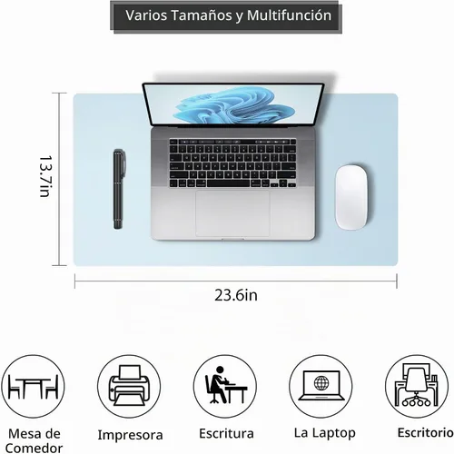 Vista 2 de Protector de Escritorio de Cuero, Alfombrilla para Ratón, Alfombrilla Antideslizante para Computadora de Escritorio, Alfombrilla de Escritorio