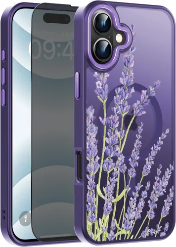 Vista 97 de Goodon para iPhone 15 Pro Max con protector de pantalla de privacidad, compatible con Magsafe, funda translúcida mate a prueba de golpes - Linda