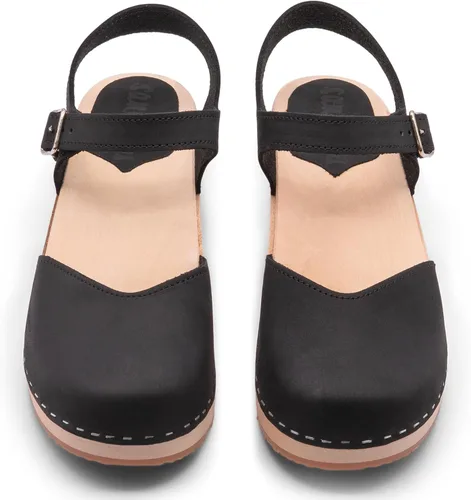 Vista 6 de Sandgrens Zuecos de madera sueca hechos a mano para mujer, sandalias de tacón bajo Zaragasso