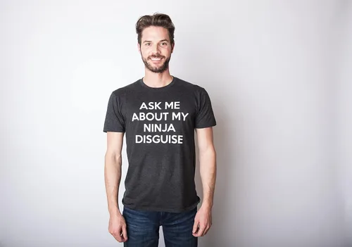 Vista 9 de Mens Ask Me About My Ninja Disguise Flip T Shirt Funny Costume Graphic Humor Tee