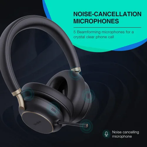 Vista 3 de Yealink BH76 Plus Auriculares Bluetooth, Auriculares Inalámbricos con Micrófono para PC, Cancelación Activa de Ruido, Brazo de Micrófono Oculto