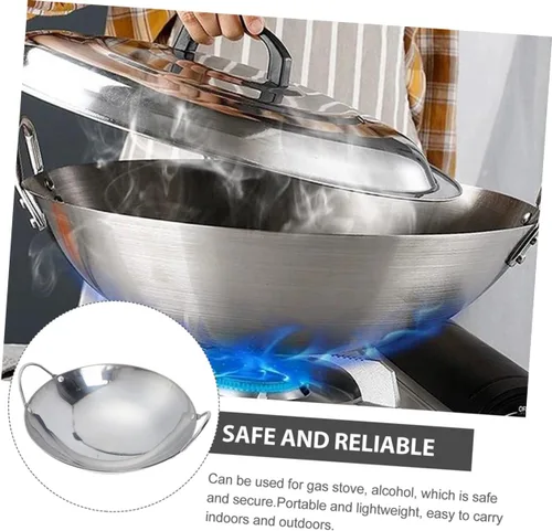Vista 3 de DOITOOL Olla caliente inoxidable olla de doble mango sartén de metal olla de cocina casera Sartén de cocina caliente Shabu Sartén de 9 pulgadas tipo
