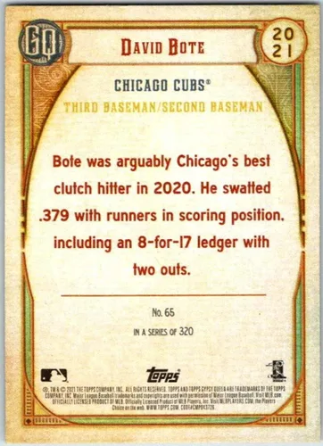 Vista 2 de 2021 TOPPS GYPSY QUEEN #65 DAVID BOTE CUBS BASEBALL MLB