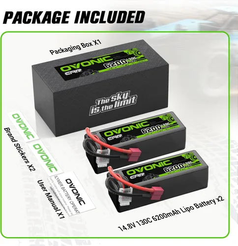Vista 6 de OVONIC 4S LiPo Batería 6200mAh 14.8V 130C RC Batería con Dean-Estilo T Conector