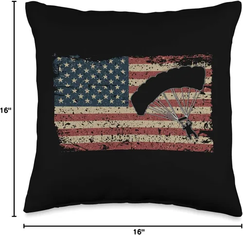 Vista 4 de USA Paracaidismo regalo para paracaídas Jumper bandera América regalo paracaidismo paracaídas manta almohada 16x16, multicolor
