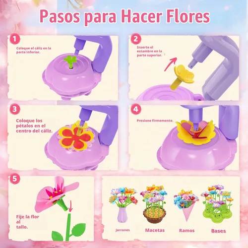 Vista 4 de FUNZBO Craft for Girls Kids Ages 6-8-12 - Kit de ramos de flores de tela