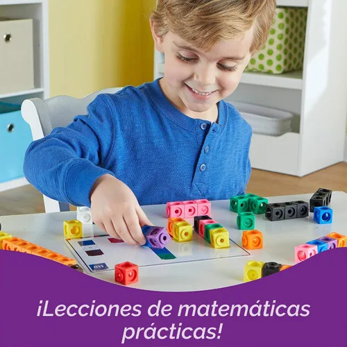 Vista 2 de Learning Resources MathLink Cubes Conjunto de Actividades de Matemáticas Tempranas - 115 Piezas, Edades 4+, Imprescindibles para el Aula