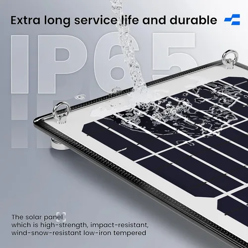 Vista 3 de POWOXI Cargador de Mantenimiento Solar Magnético de 10W 12V para Batería por Goteo, Controlador de Carga Inteligente MPPT Integrado, Cargador Solar
