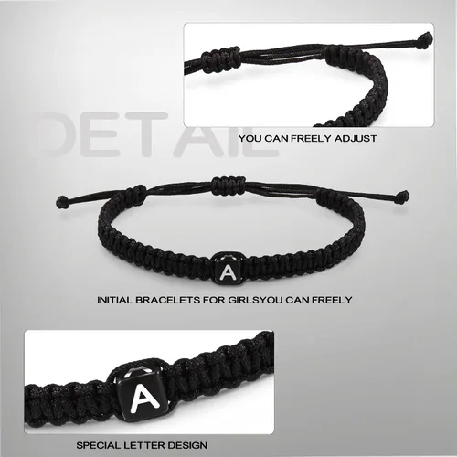 Vista 5 de Btysun Pulseras con iniciales para mujeres adolescentes niñas cuerda tejida trenzada regalos para el Día de la Madre para mamá su novia esposa