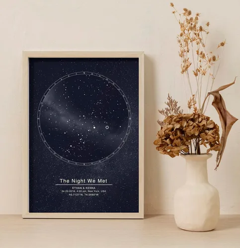 Vista 5 de Tablas de constelación de mapas estelares personalizados, póster personalizado con fecha de nombre de mapa de estrellas, regalo de cumpleaños