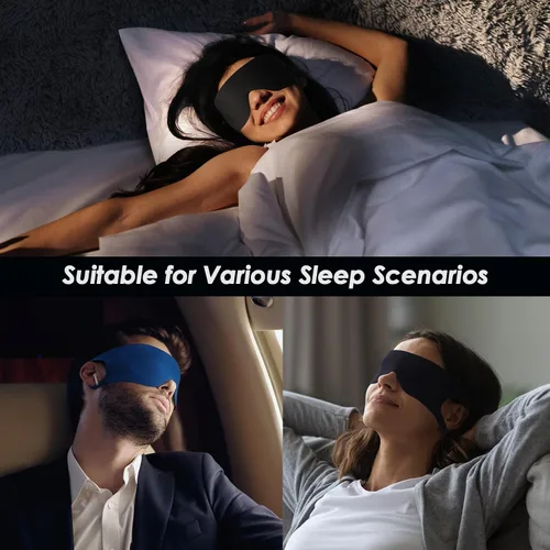 Vista 8 de FRESHME 3 piezas de antifaz para dormir sobre la oreja, fina y ligera, antifaz con cintas elásticas para las orejas, para hombres, mujeres, parejas