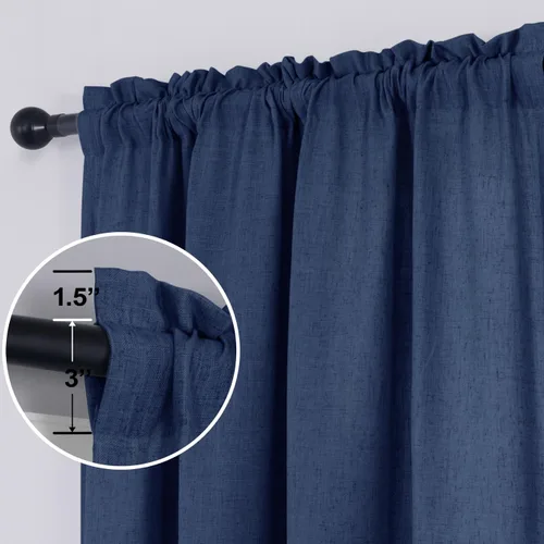 Vista 9 de KOUFALL Juego de 2 cortinas de puerta francesa, cortinas de lino para puerta/ventana, cortina transparente boho para cristal lateral delantero