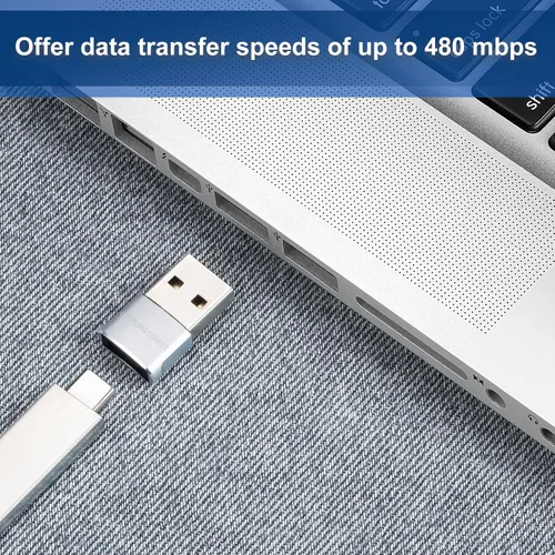 Vista 7 de Adaptador USB a USB C 4 Pcs Plata, Carga Rápida, Transferencia y Tipo C OTG