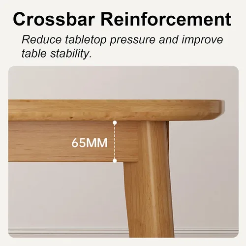 Vista 6 de Mesa de comedor rectangular de madera maciza, mesa de cocina rústica con almohadillas antideslizantes para los pies, estructura estable, adecuada