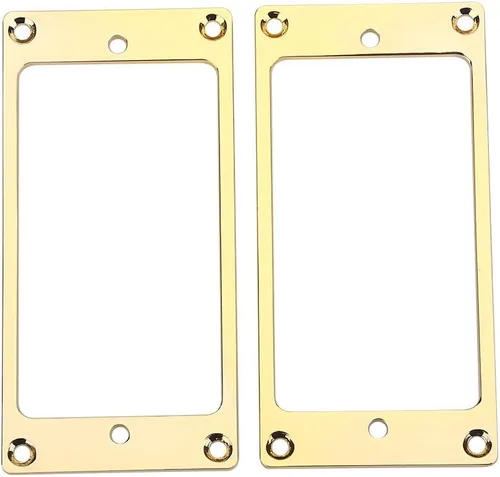 Vista 2 de 2 piezas de metal plana Humbucker cubierta guitarra Pickup marco anillo de montaje (dorado)