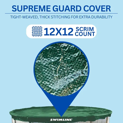 Vista 4 de Swimline Hydrotools Supreme Guard - Cubierta resistente de invierno, de 15 pies, de color verde/negro y con cabrestante y cable, para piscinas