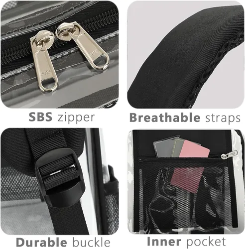 Vista 5 de Mochila transparente para niñas, niños, mujeres y hombres, resistente bolsa de PVC transparente para escuela, universidad, trabajo, mochila