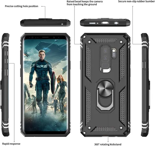 Vista 3 de LeYi Funda para Samsung Galaxy S9 Plus, Galaxy S9+ Plus con [paquete de 2] protector de pantalla curvado 3D, [grado militar] soporte de anillo