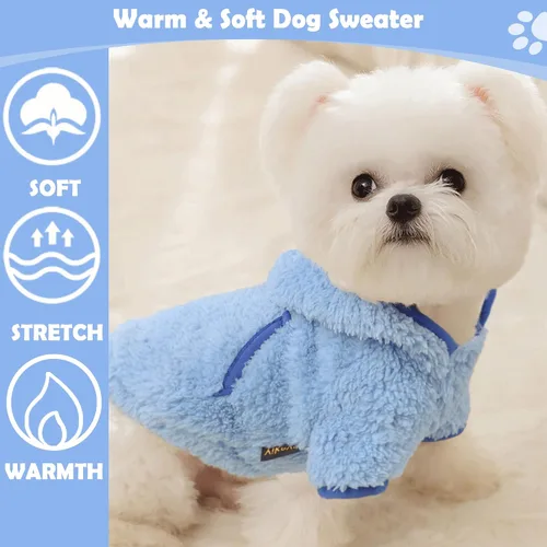 Vista 2 de Suéter con capucha de forro polar para perros pequeños, hembras y machos, ropa cálida de invierno para cachorros, Chihuahua Teacup, Yorkie, suave