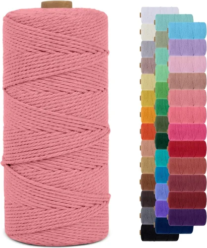 Vista 22 de Cordón de macramé de 0.079 pulgadas, cuerda de algodón natural de 109 yardas, hilo de cuerda de macramé para manualidades, ganchos de pared