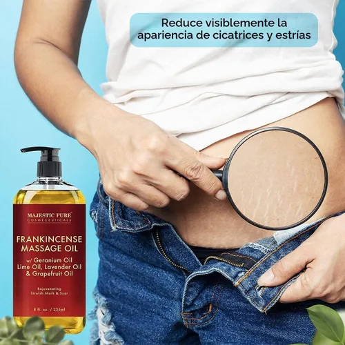 Vista 4 de Majestic Pure Aceite de masaje muscular para dolores musculares, aceite de masaje de lavanda y aceite de masaje de incienso, paquete de 8 onzas