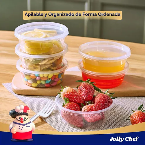 Vista 5 de Recipientes de almacenamiento de alimentos Deli 8 oz recipientes de plástico con tapas - Juego de 50