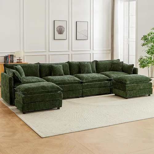 Vista 27 de Sofá modular seccional, juego de sofá en forma de L de 77 pulgadas con reposabrazos, cómodos sofás de nube de 2 plazas para sala de estar