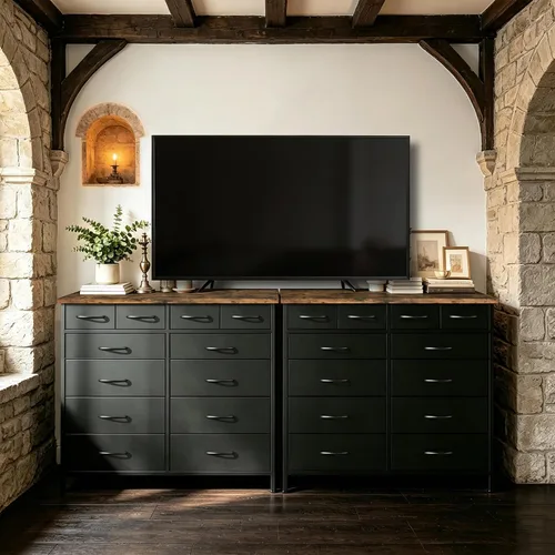 Vista 7 de VASICAR Cómoda grande para dormitorio con 12 cajones profundos, cómoda de tela alta, cómoda para armario, guardería, sala de estar, lavandería Negro
