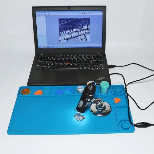 Vista 6 de Kit de accesorios para microscopio ajustable, 1600X, microscopio digital, cámara de microscopio electrónico, 8 luces LED, lupa de zoom