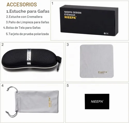 Vista 6 de Gafas de sol polarizadas deportivas para hombre, gafas de marco cuadrado NP1007