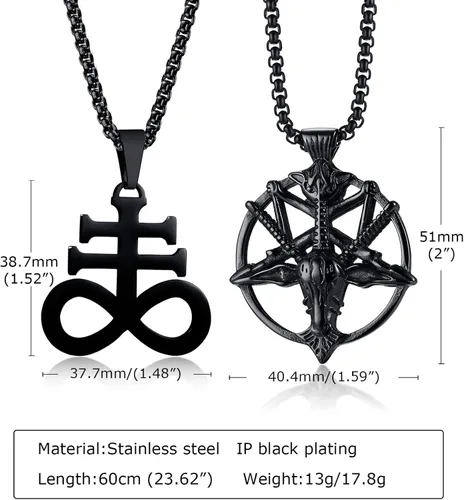 Vista 5 de Collar de Satán con dije de cabeza de cabra baphomet, collar de iglesia de Satanás, sello de baphomet, cabra satánica de Mendes, cabeza de cabra