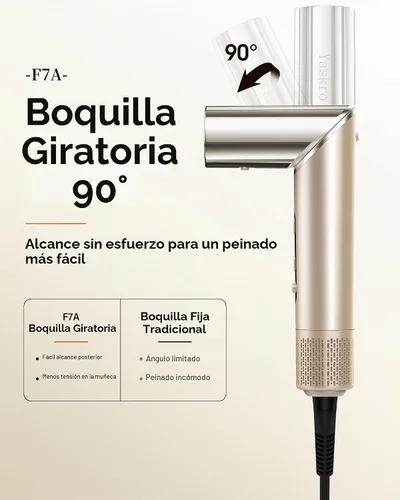 Vista 6 de 6-in-1 Hot Air Brush & Hair Dryer, 110,000 RPM High-Speed Ionic Blow Dryer Gold