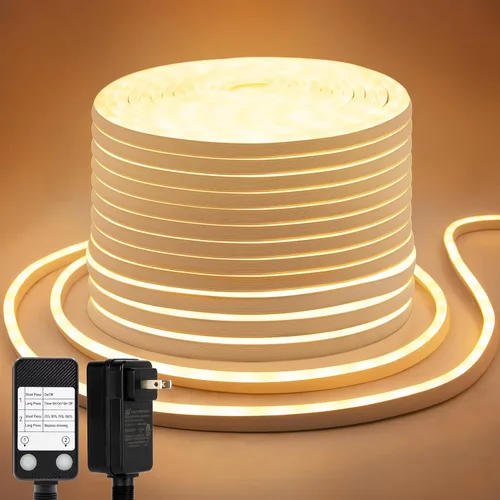 Vista 9 de DBFAIRY Luz de Cuerda de Neón Inteligente, 16.4 Pies Luces de Cuerda de Neón RGB que Cambian de Color IC con Aplicación Remota Sincronización